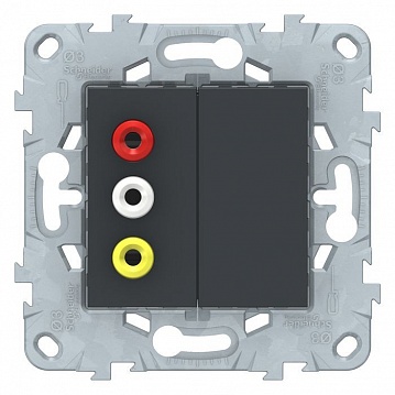 Розетка 3RCA UNICA NEW, антрацит NU543154 Schneider Electric