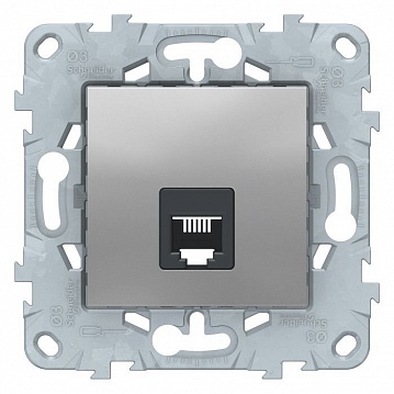 Розетка телефонная 1xRJ11 UNICA NEW, алюминий NU549230 Schneider Electric