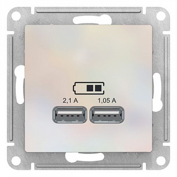 Розетка 2xUSB ATLASDESIGN, жемчуг ATN000433 Schneider Electric
