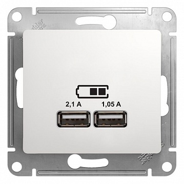Розетка 2xUSB GLOSSA, белый GSL000133 Schneider Electric