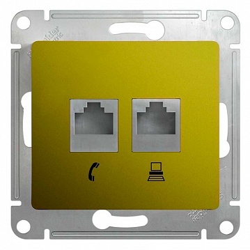Розетка 2xRJ11+RJ45 Cat.5 GLOSSA, фисташковый GSL001085 Schneider Electric