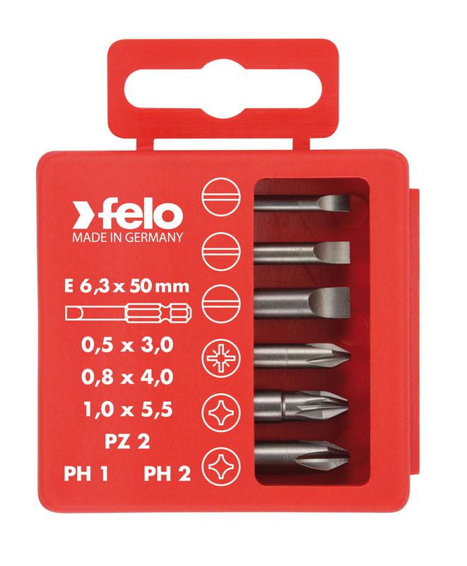 Набор бит SL/PZ/PH Industrial 50мм в кейсе 6 бит 03092516 FELO