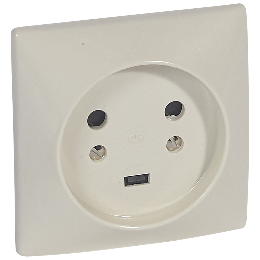 Розетка встраиваемая 2К+З - 20 А - 80x80 мм - на захватах - белый 055432 Legrand