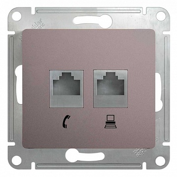 Розетка 2xRJ11+RJ45 Cat.5 GLOSSA, платина GSL001285 Schneider Electric