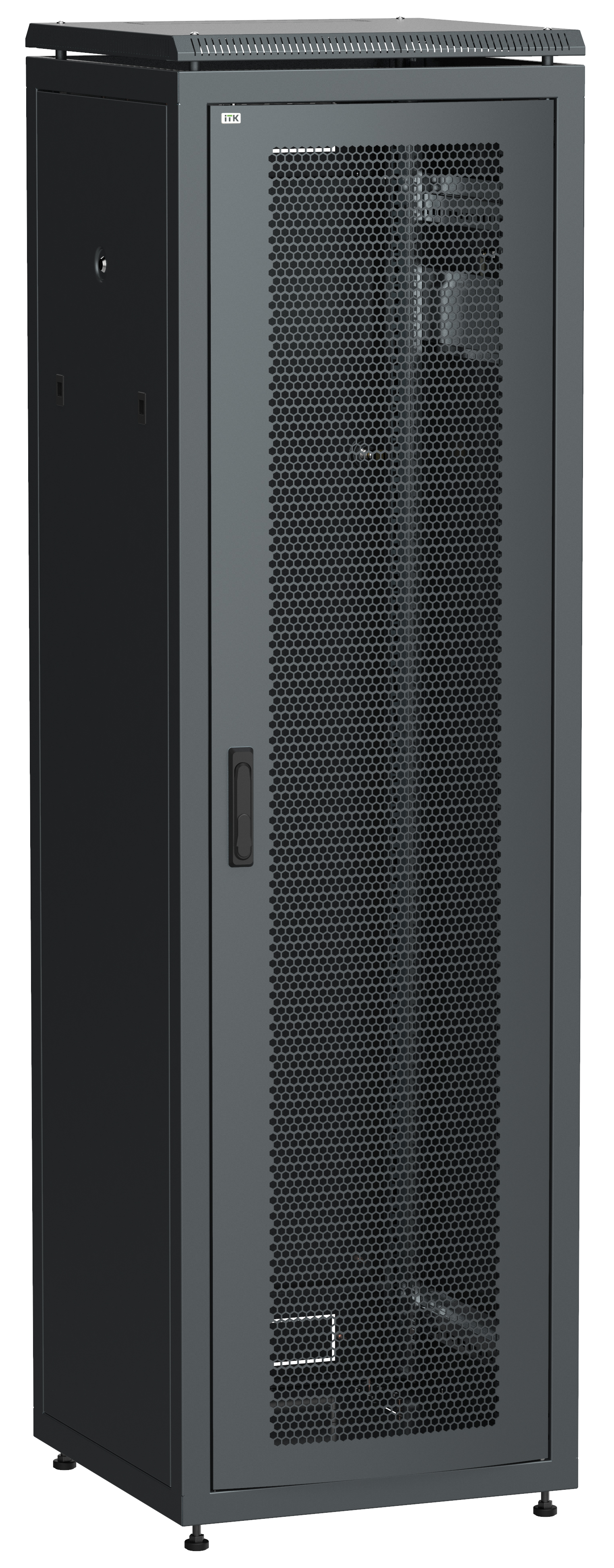 ITK Шкаф сетевой напольный 19" LINEA N 47U 600х600мм перфорированная передняя дверь черный LN05-47U66-P IEK