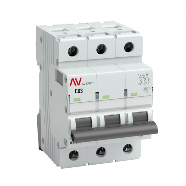 Выключатель автоматический трехполюсный AV-6 16А B 6кА AVERES mcb6-3-16B-av EKF