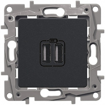 Розетка 2xUSB ETIKA, антрацит 672694 Legrand