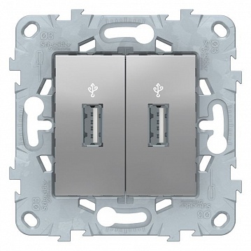 Розетка 2xUSB UNICA NEW, алюминий NU542730 Schneider Electric