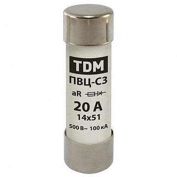 Плавкая вставка ПВЦ-С3 14х51 aR (быстродействующая) 20А SQ0729-0050 TDM