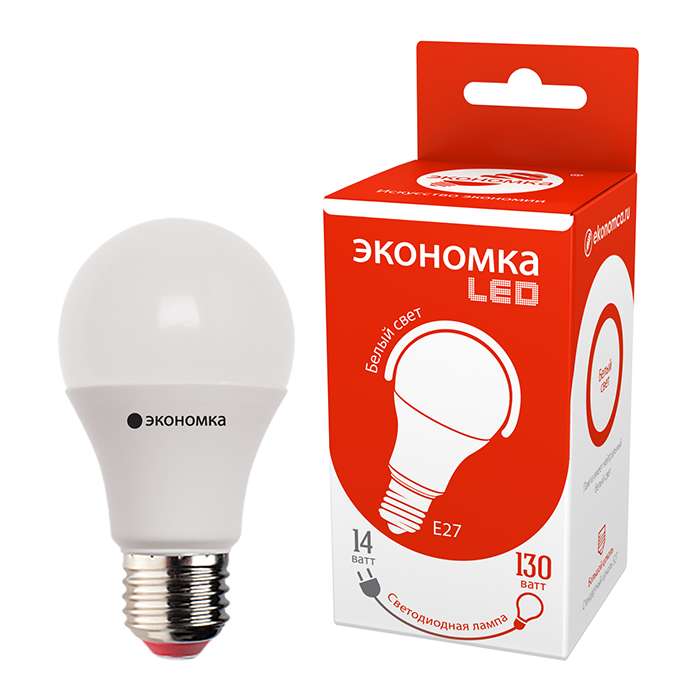 Лампа светодиодная A60 14Вт грушевидная 4500К бел. E27 1260лм 220-240В EcoL14wA60230vE2745 Эколномка