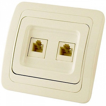 Розетка 2xRJ11+RJ45 Cat.5 ВАЛДАЙ, бежевый SQ1804-0115 TDM