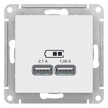 Розетка 2xUSB ATLASDESIGN, белый ATN000133 Schneider Electric