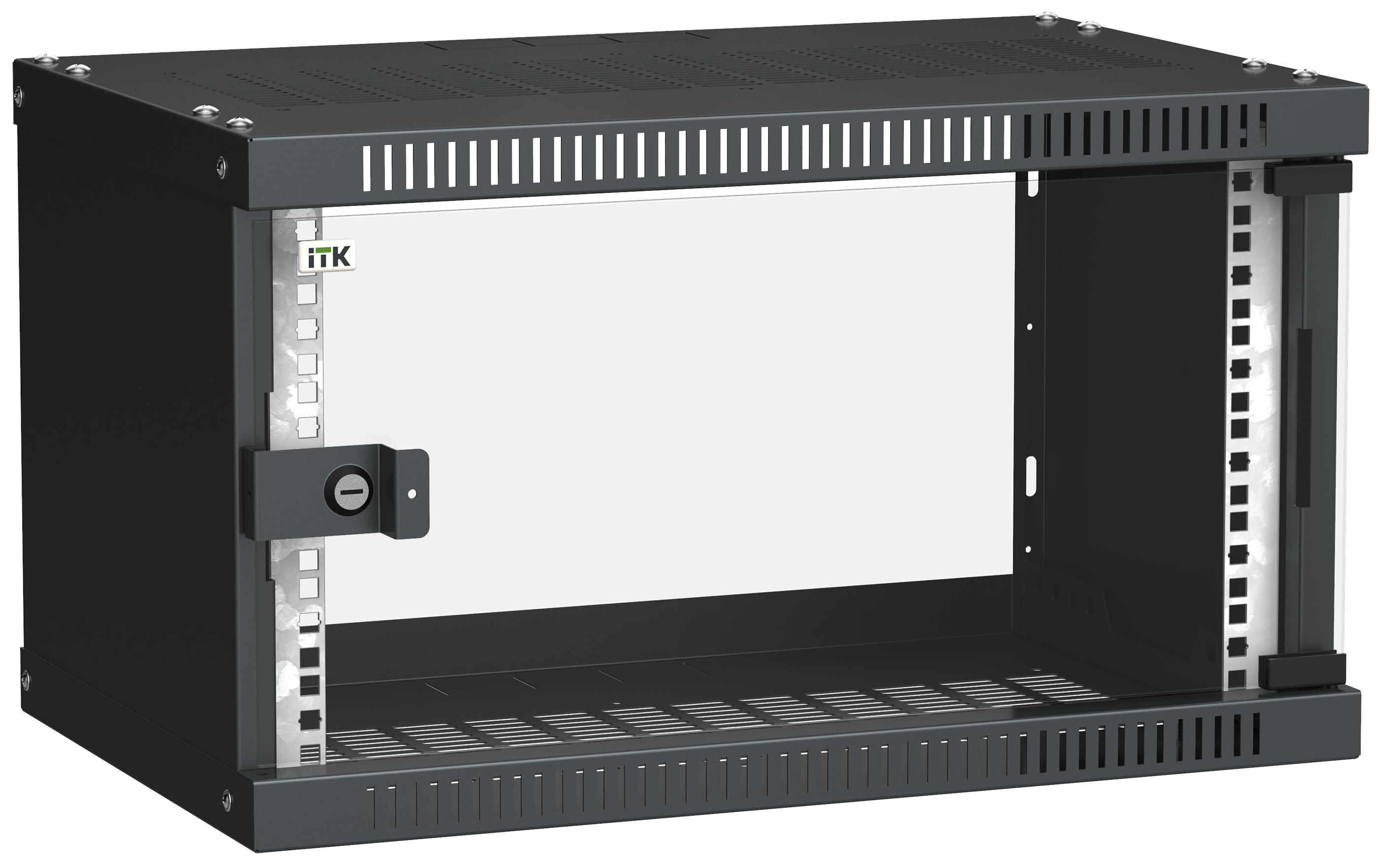 ITK Шкаф настенный LINEA WE 6U 550х350мм дверь стекло черный LWE5-06U53-GF IEK