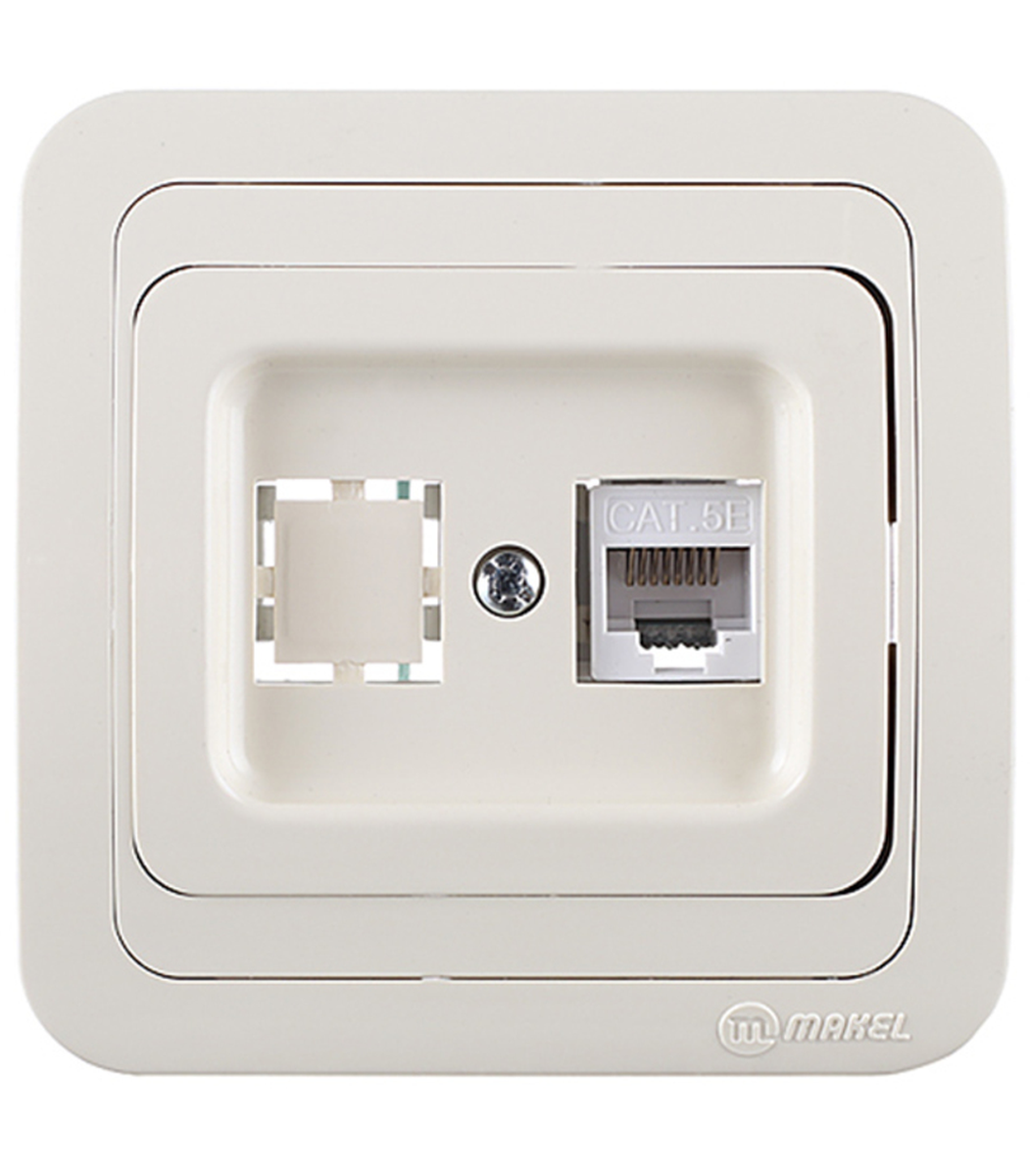 Mimoza Розетка компьютерная CAT5e + гнездо бежевая 25035 Makel