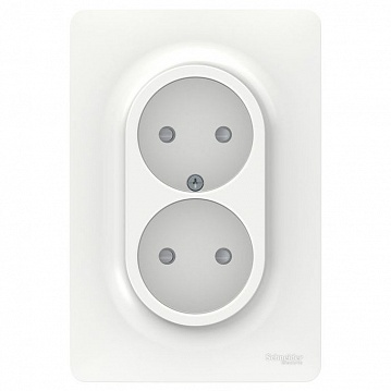 Розетка двухместная UNICA NEW, скрытый монтаж, со шторками, белый NU206318 Schneider Electric