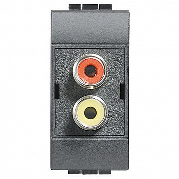 Розетка 2RCA LIVING LIGHT, антрацит L4269R Bticino