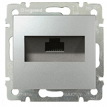 Розетка компьютерная 1xRJ45 Cat.5 VALENA CLASSIC, алюминий 770230 Legrand