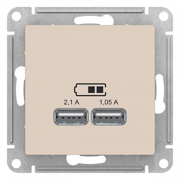 Розетка 2xUSB ATLASDESIGN, бежевый ATN000233 Schneider Electric
