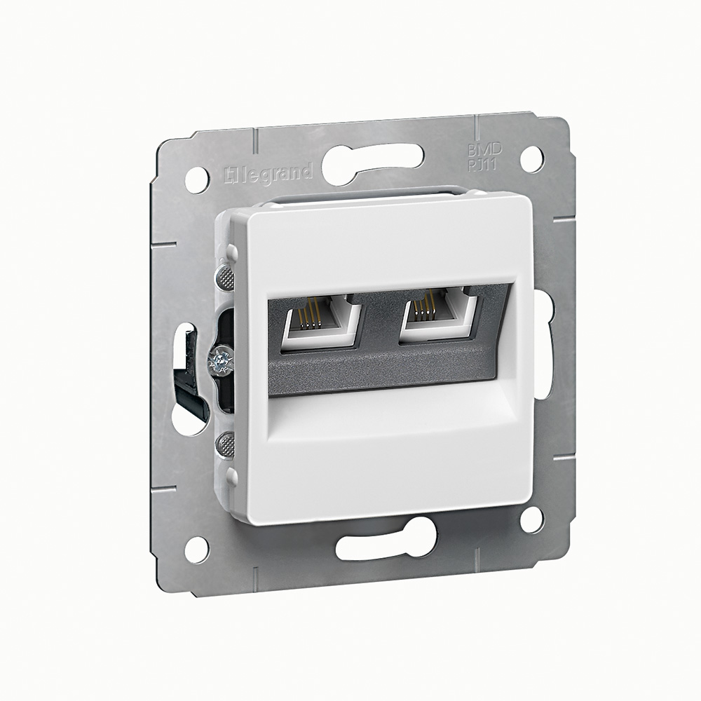 Cariva DIY Розетка RJ11 - 2 входа, белая 695951 Legrand