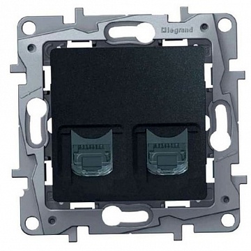 Розетка компьютерная 2xRJ45 Cat.5 ETIKA, антрацит 672652 Legrand