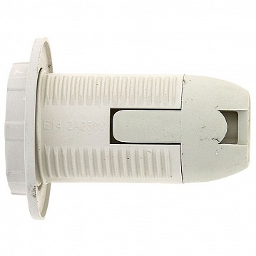 Патрон Е14 пластиковый с кольцом термостойкий пластик бел. LHP-E14-r  EKF