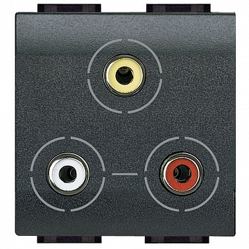 Розетка 3RCA LIVING LIGHT, антрацит L4283 Bticino