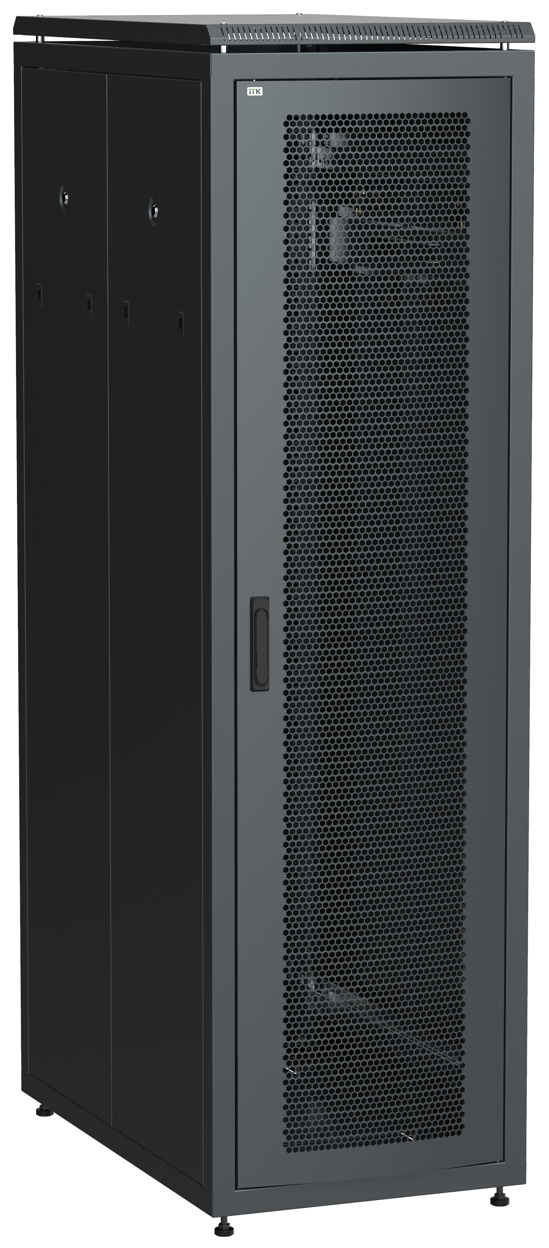 ITK LINEA N Шкаф напольный сетевой 19" 38U 800х1000мм перфорированная передняя дверь задняя перфорированная черный LN05-38U81-PP IEK