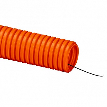 Труба ПНД гибкая гофр. д.50мм, лёгкая с протяжкой, 15м, цвет оранжевый (упак. 15м) 71950 DKC
