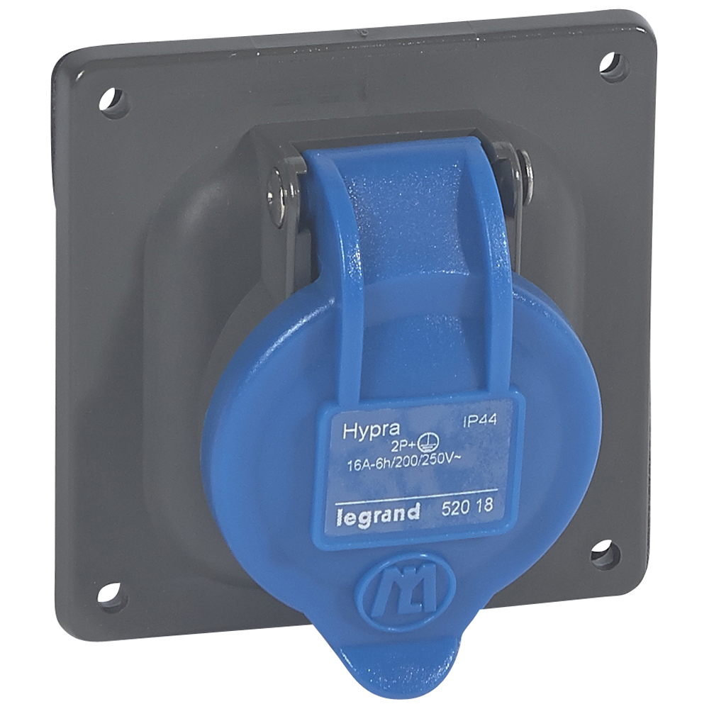 Встраиваемая розетка Hypra - IP 44 - 2К+З - 16 А - пластик 052018 Legrand