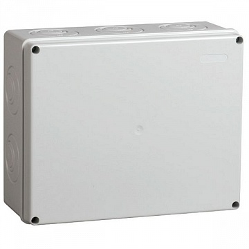 коробка КМ41278 распаячная для о/п 240х195х165 мм² IP55 (RAL7035, прозр. кр., кабельные вводы 5 шт) UKO10-240-195-165-K51-55 IEK