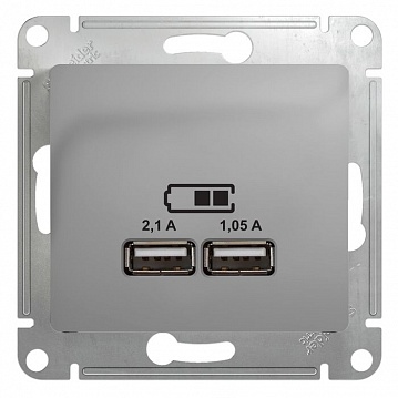Розетка 2xUSB GLOSSA, алюминий GSL000333 Schneider Electric