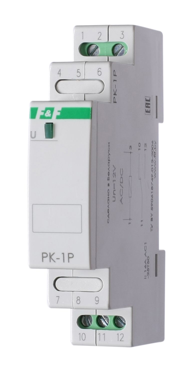 Реле промежуточное PK-1P/Un (монтаж на DIN-рейке 35мм 220В 50Гц 16А перекл.) F&F EA06.001.004