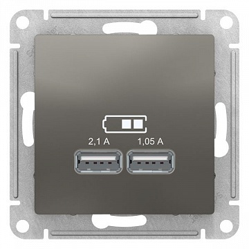 Розетка 2xUSB ATLASDESIGN, сталь ATN000933 Schneider Electric