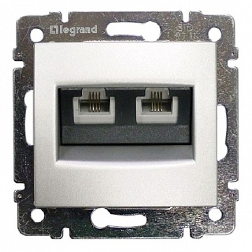 Розетка телефонная 2xRJ11 VALENA CLASSIC, алюминий 770139 Legrand
