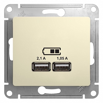 Розетка 2xUSB GLOSSA, бежевый GSL000233 Schneider Electric