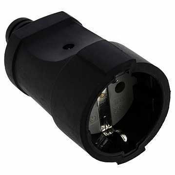 Гнездо штепсельное ЛОНДОН 2P 10А 250В, черный, ASGO10-30 ASGO10-30 EKF