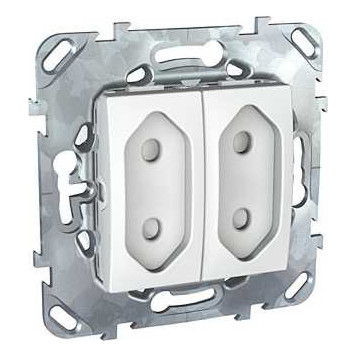 Розетка двухместная UNICA, скрытый монтаж, со шторками, белый MGU5.3131.18ZD Schneider Electric