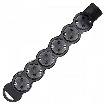 Колодка розеточная VALENA DIY 6-местный, с заземлением, черный, 695045 695045 Legrand