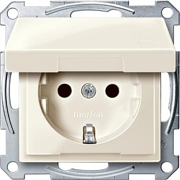 Розетка MERTEN SYSTEM M, скрытый монтаж, с заземлением, с крышкой, со шторками MTN2310-0344 Schneider Electric