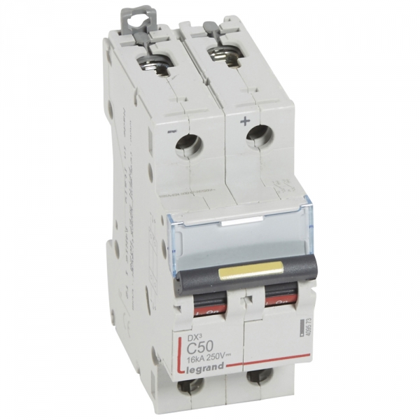 Выключатель автоматический двухполюсный DX3 DC 10000 50А C 16кА 409573 Legrand