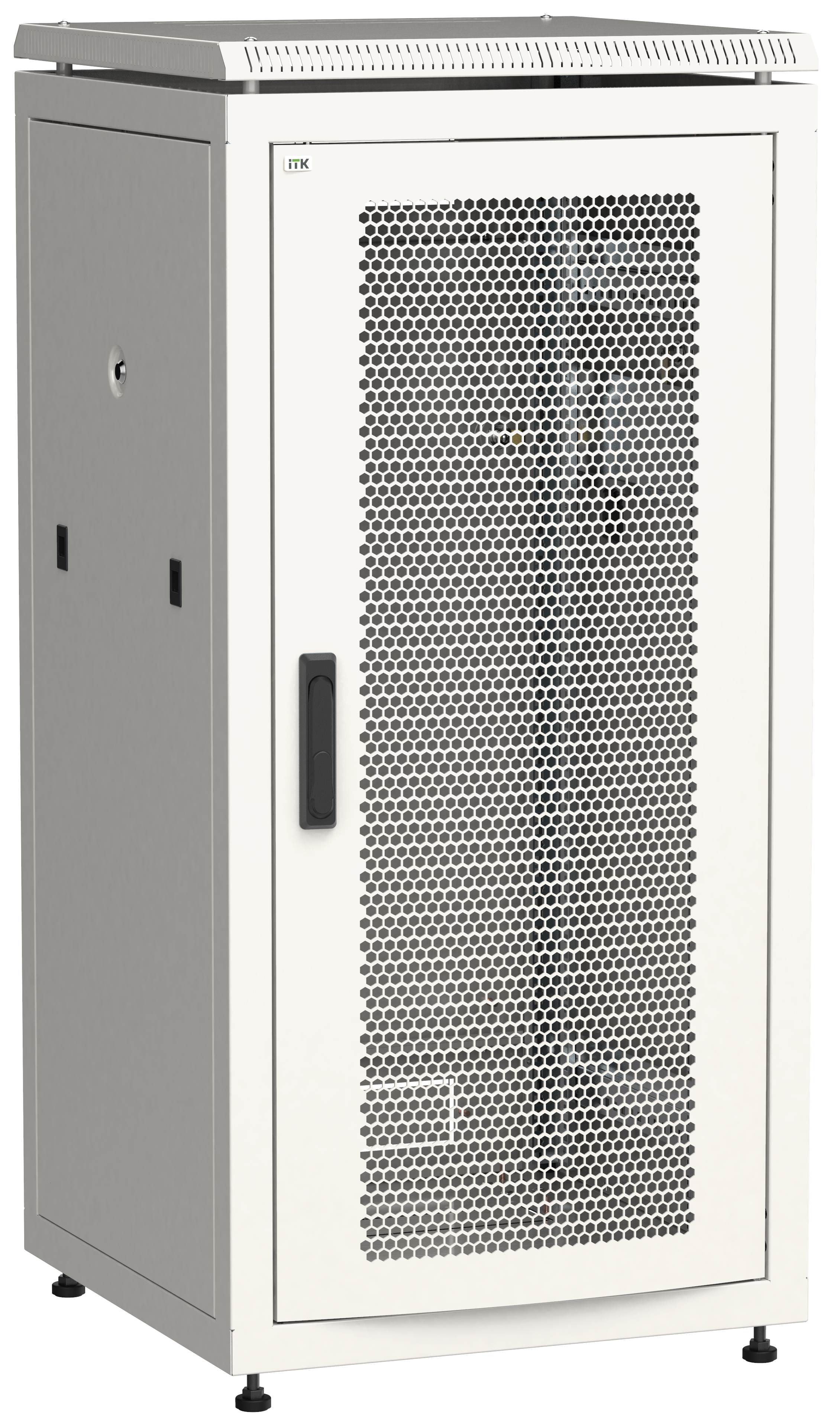 ITK Шкаф сетевой напольный 19" LINEA N 24U 600х600мм перфорированная передняя дверь серый LN35-24U66-P IEK
