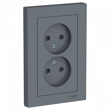 Розетка двухместная ATLASDESIGN, скрытый монтаж, со шторками, грифель ATN000722 Schneider Electric