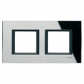 Рамка 2 поста UNICA CLASS, черное стекло MGU68.004.7C1 Schneider Electric