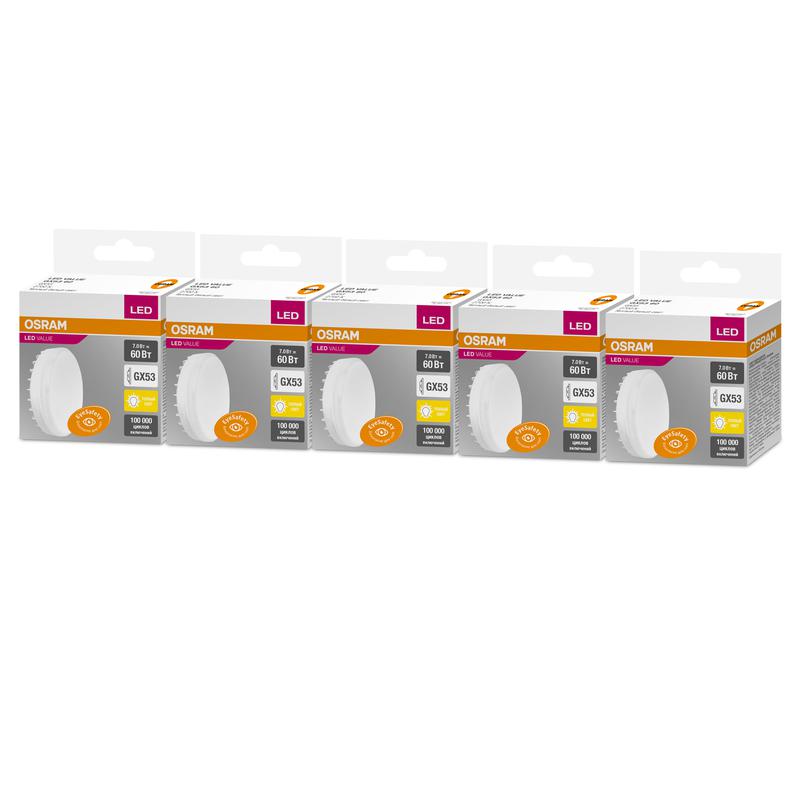 Лампа светодиодная Value GX5360 7W/827 7Вт GX53 230В (уп.5шт) OSRAM