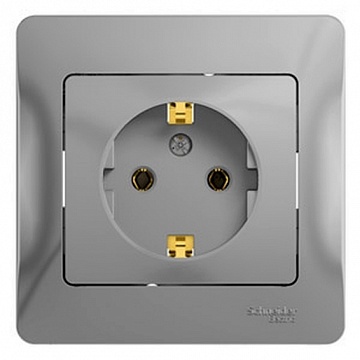 Розетка GLOSSA, скрытый монтаж, с заземлением, алюминий GSL000342 Schneider Electric