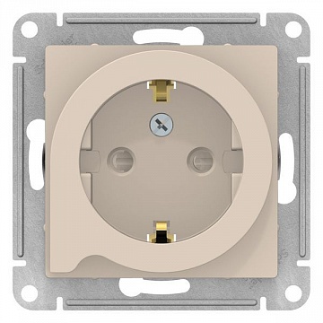 Розетка ATLASDESIGN, скрытый монтаж, с заземлением, со шторками, бежевый ATN000247 Schneider Electric