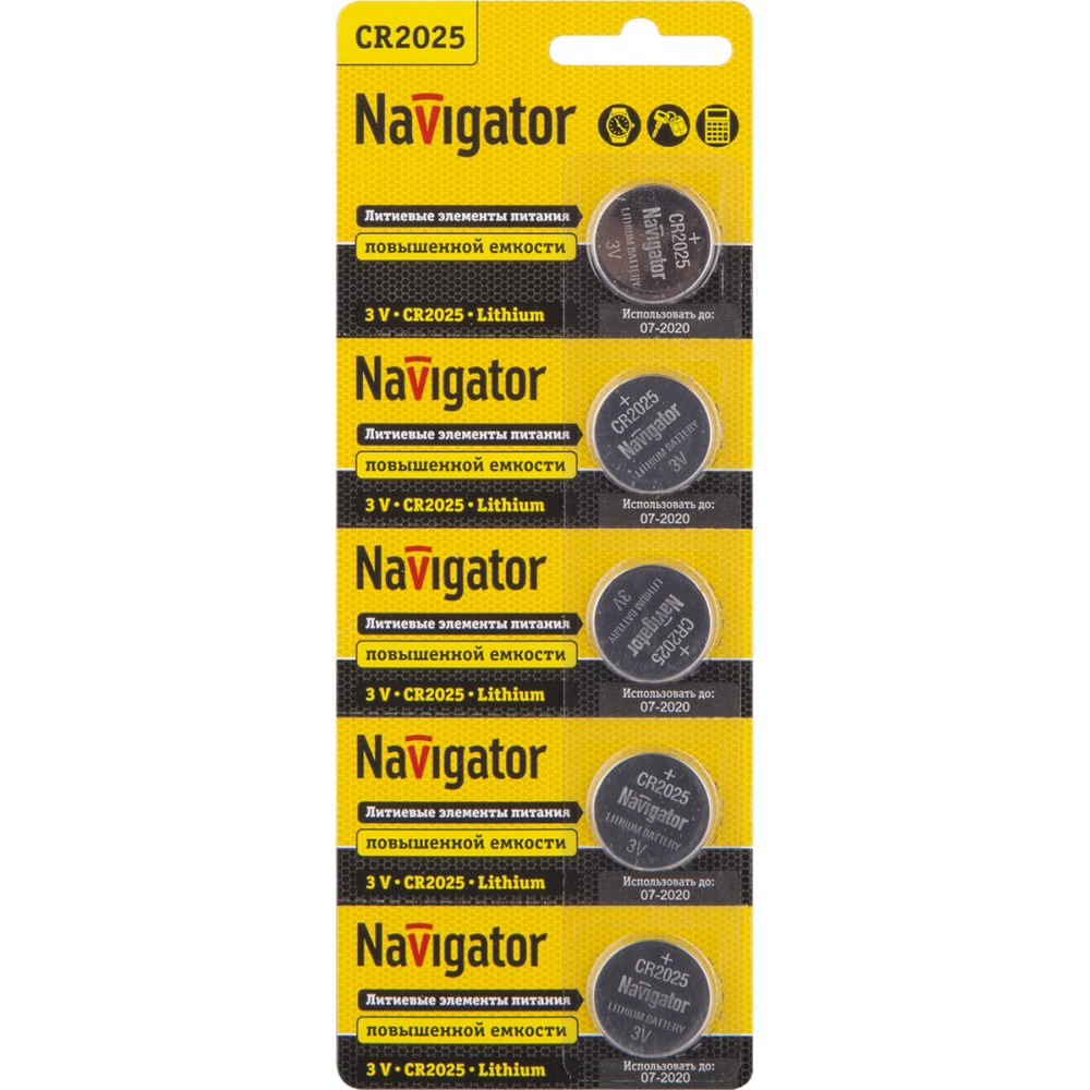 Элемент питания литиевый CR2025 94 764 NBT-CR2025-BP5 94764 Navigator