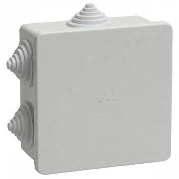 коробка КМ41235 распаячная для о/п 85х85х40 мм² IP44 (RAL7035, 6 гермовводов) UKO11-085-085-040-K41-44 IEK