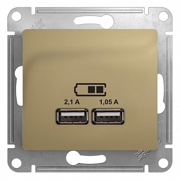 Розетка 2xUSB GLOSSA, титан GSL000433 Schneider Electric