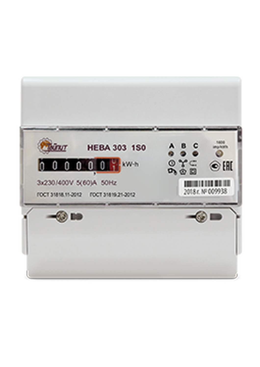 Счетчик НЕВА 303 1S0 3ф 5-60А 230/400В 1 класс точн. 1 тариф. мех DIN-рейка Тайпит 6056054